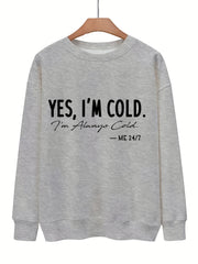 Slogan Print Pullover Sweatshirt Long Sleeve Fall Winter Women's Clothing