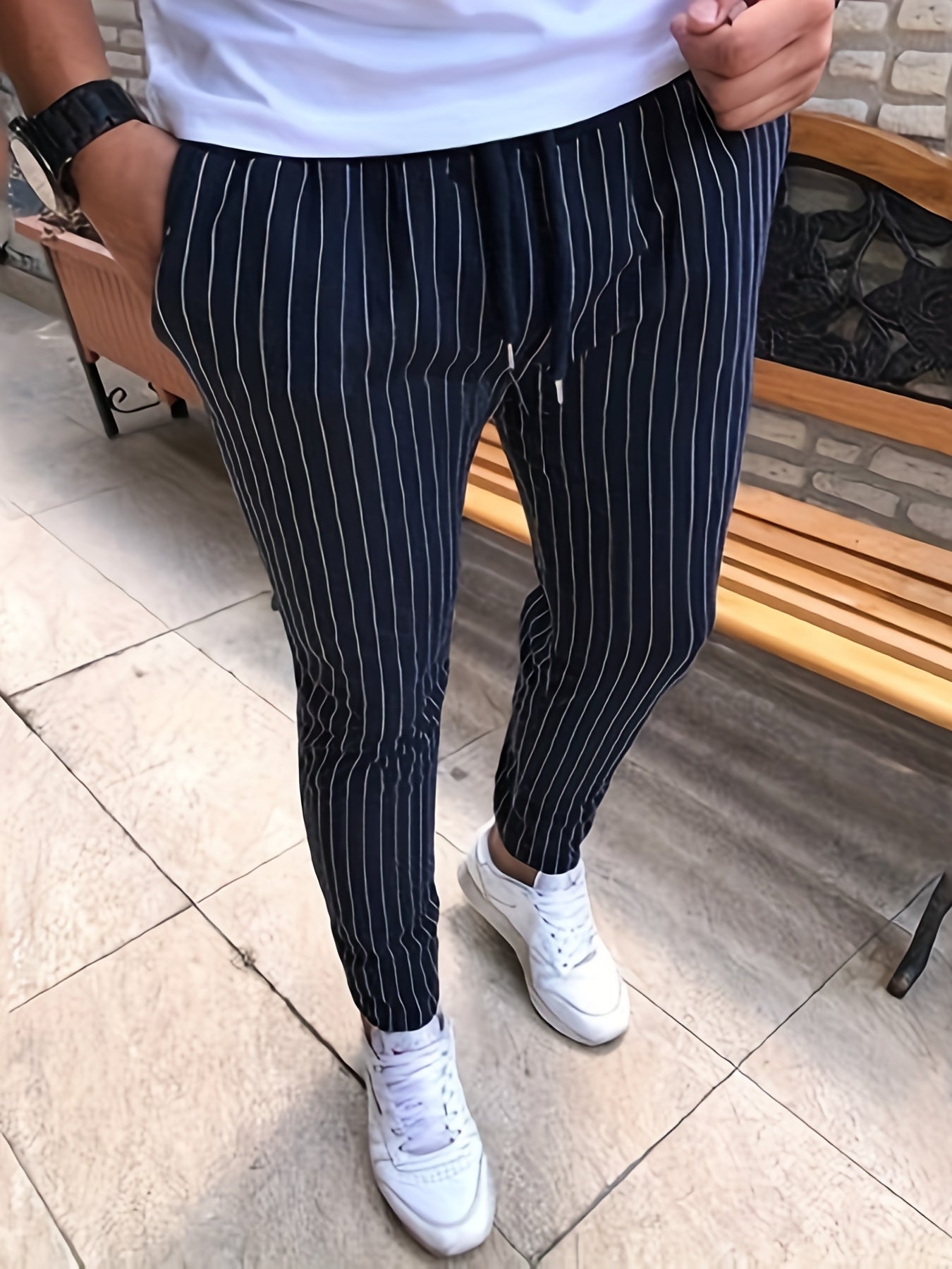 Men's Striped Casual Pants - Medium Size