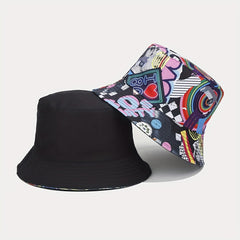 80s Printing Bucket Hat Double sided Sun Hat Unisex