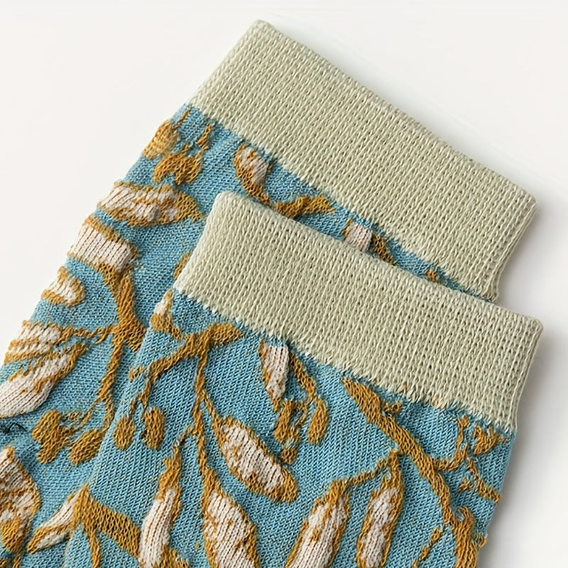 5 Pairs 3D Textured Comfy Mid Tube Women's Socks