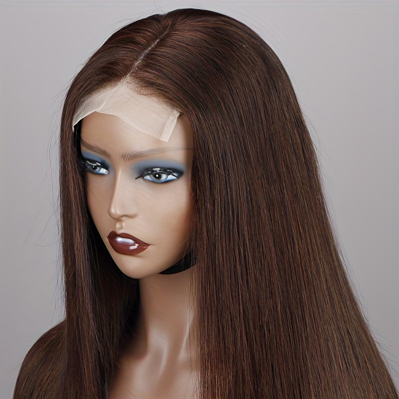 Chocolate Brown Straight 4x4 Lace Frontal Human Hair Wig