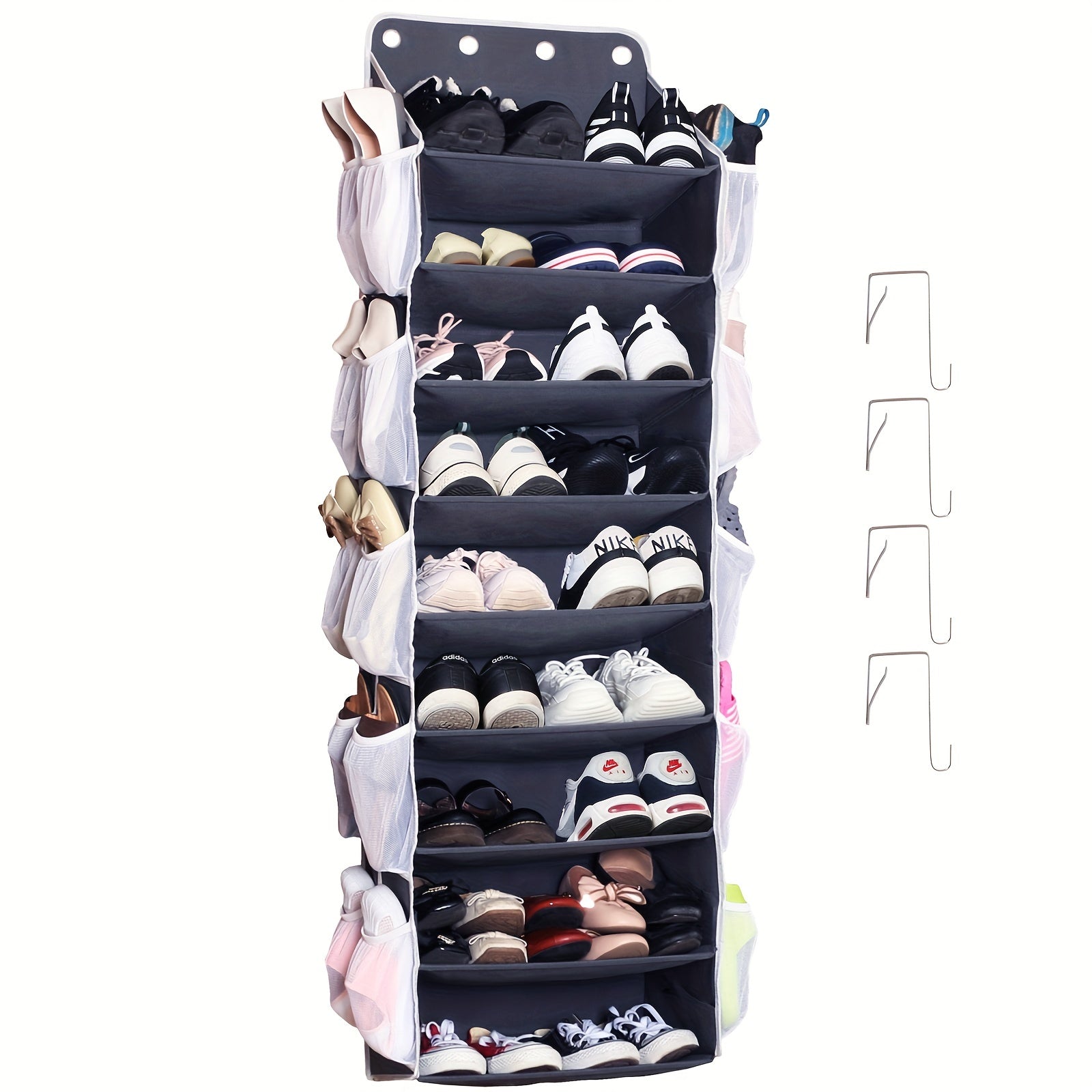 9 Layer Over the Door Storage Bag Wall Mount Organizer for Shoes Toys Bras