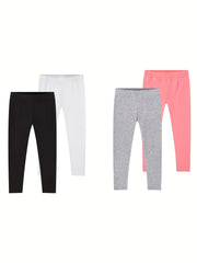 Girls' Cropped Leggings 4-Pack High Stretchy Slim Fit 2-8 Years Old