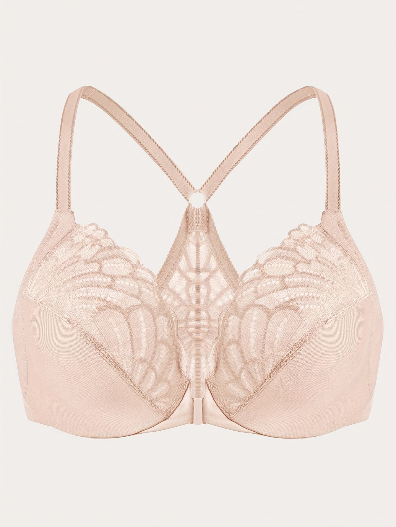 Bra Women's Lace Closure Front Racer Back Full Cover Underwire Bra