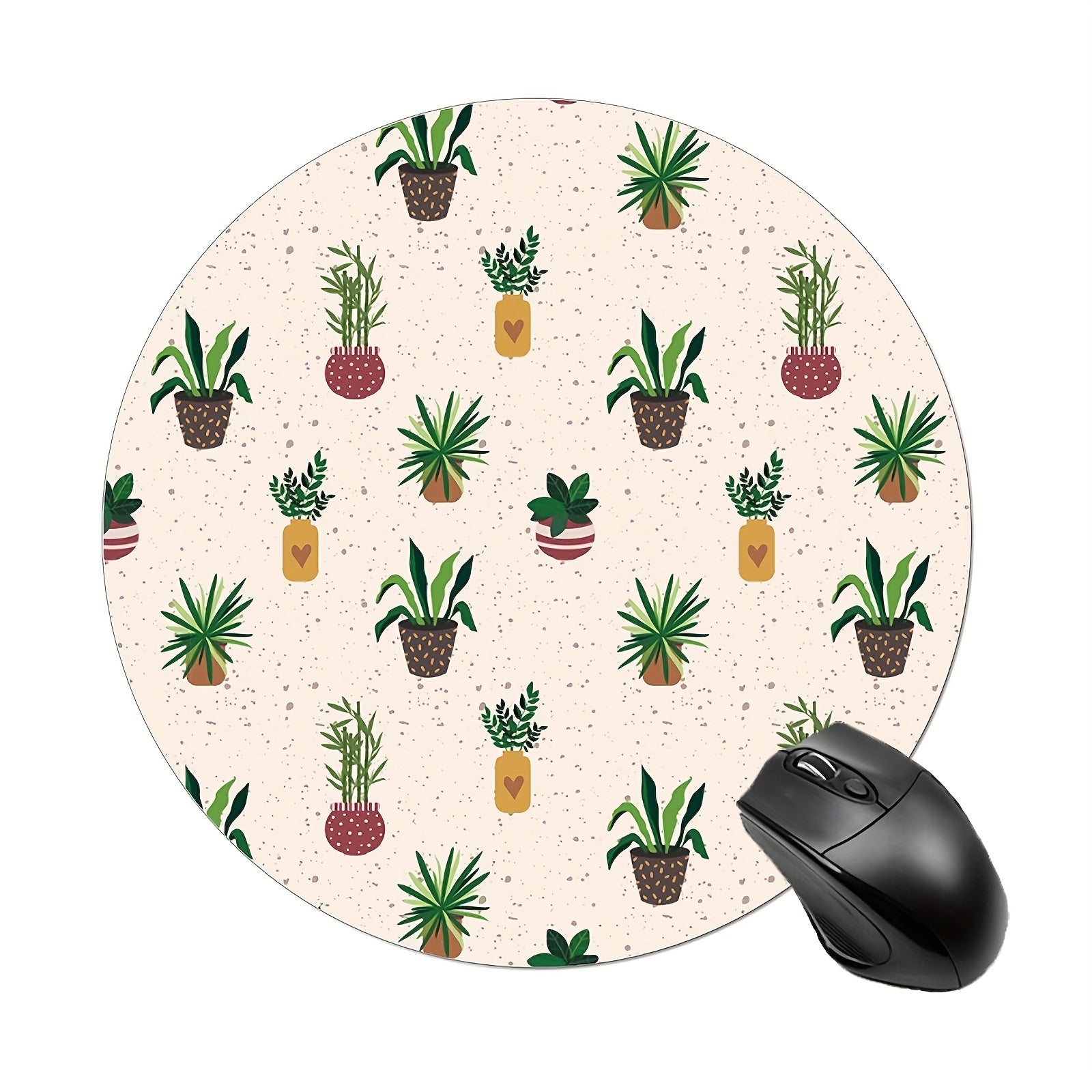 Succulent Plant Round Mouse Pad with Non Slip Rubber Base 7.87 x 7.87 x 0.1inch