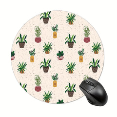 Succulent Plant Round Mouse Pad with Non Slip Rubber Base 7.87 x 7.87 x 0.1inch