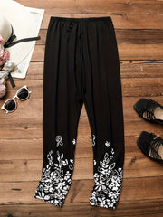 Floral Print Skinny Leggings Casual Stretchy Leggings