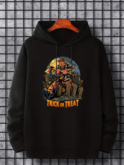 Men's Trick Or Treat Print Hoodie Active Breathable Drawstring