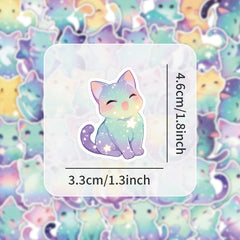 53pcs Cartoon Starry Sky Cats Funny Stickers Waterproof Vinyl Stickers