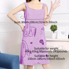 Rabbit Pattern Women's Bathrobe with Thick Straps