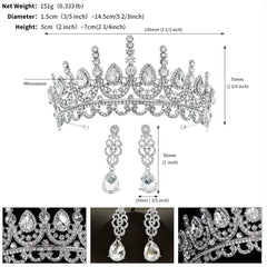 Rhinestone Earrings Crown Set Wedding Dinner Accessories