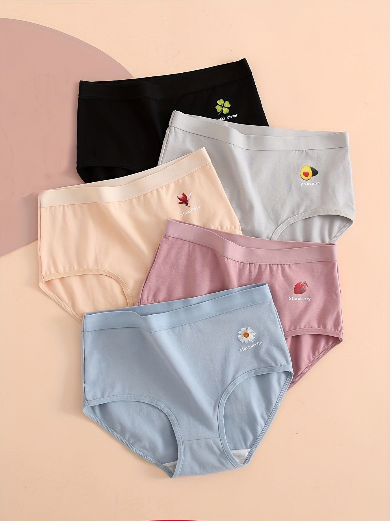 5pcs Cartoon Print Briefs Women's Lingerie & Underwear