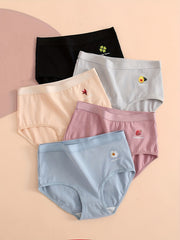 5pcs Cartoon Print Briefs Women's Lingerie & Underwear