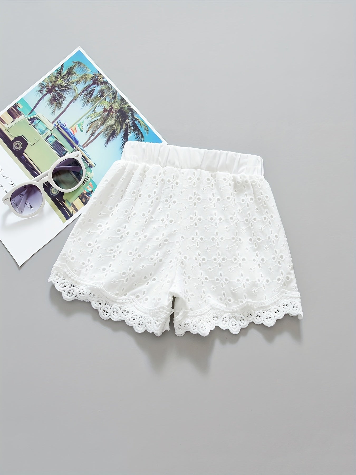 Toddler Girls Flowers Lace Trim Cotton Shorts Kids Summer Clothes