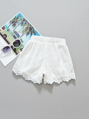 Toddler Girls Flowers Lace Trim Cotton Shorts Kids Summer Clothes