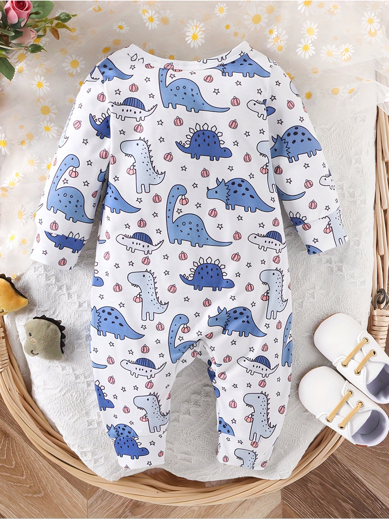 Cute Cartoon Print Long Sleeve Baby Bodysuit