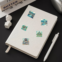 53pcs Japanese Landscape House Cartoon Stickers for Boys and Girls