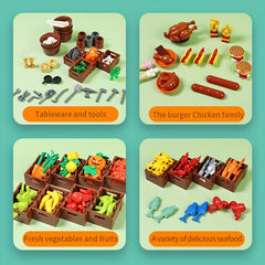 Food Building Blocks Hamburg Fries Chicken Hot Dog Fruit Accessories Toys