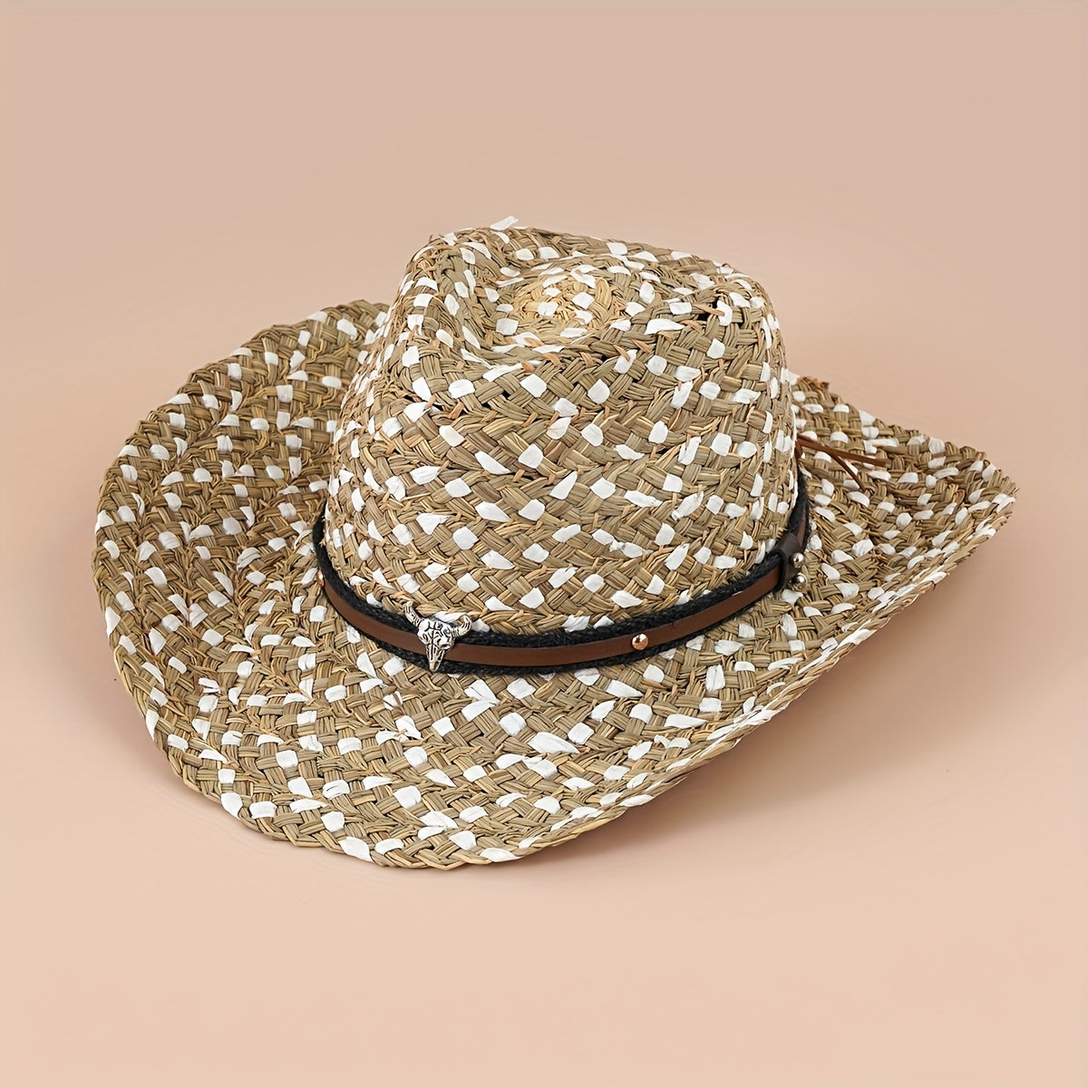 Braided Cow Head Strap Sun Hat Cowboy Style Sun Hat