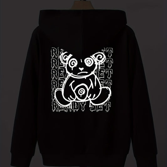 Bear & Letter Print Boys Pullover Sweatshirt Long Sleeve Crew Neck Tops Kids