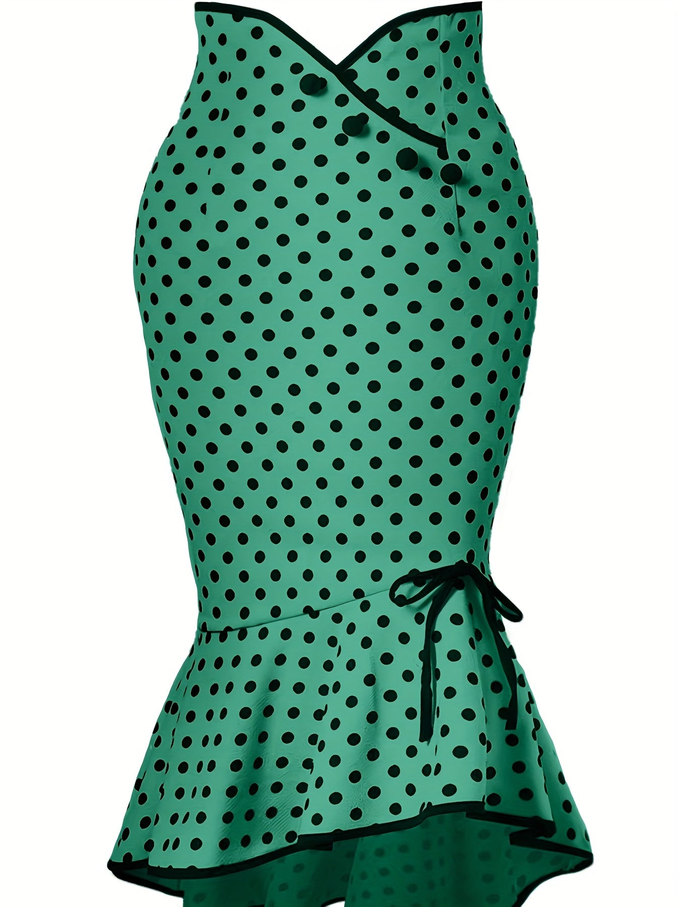 Polka Dot Bodycon Lace Up Fishtail Skirt
