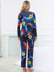 Floral Print Pajama Set Long Sleeve Top & Pants