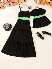Stripe Pattern Long Dresses Mom & Me Outfit