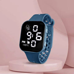 Unisex Kids Digital Watch Clear Display Silicone Band Electronic Wristwatch