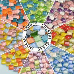 300pcs 1cmx1cm Mosaic Tiles Glass Tile for Crafts and Decoration