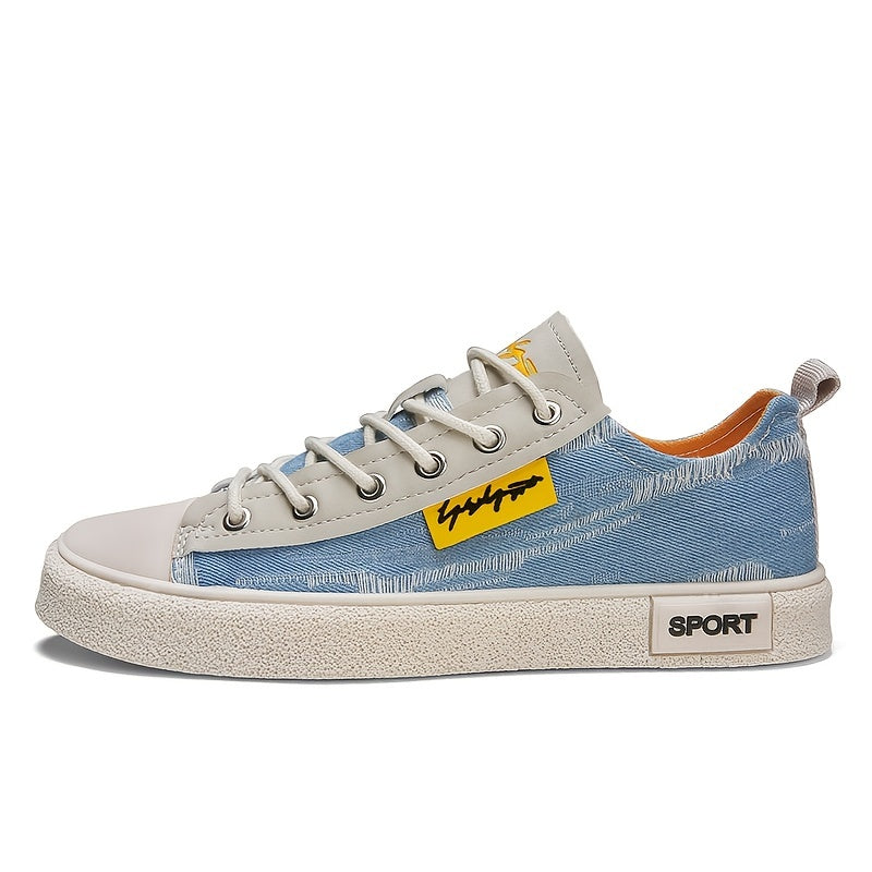 Men's Distressed Denim Skate Shoes Lace up Sneakers