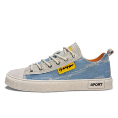 Men's Distressed Denim Skate Shoes Lace up Sneakers