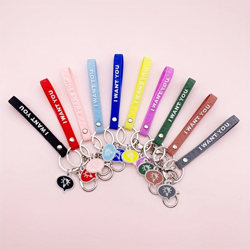 Soft PVC Geometric Cut Leather Rope Keychain For Men