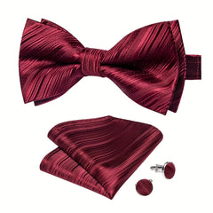 Men's Bow Tie Set Solid Paisley Silk Bow Tie Cufflinks