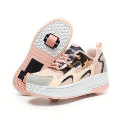 Girl's Breathable Roller Shoes Detachable Wheel Skate Sneakers