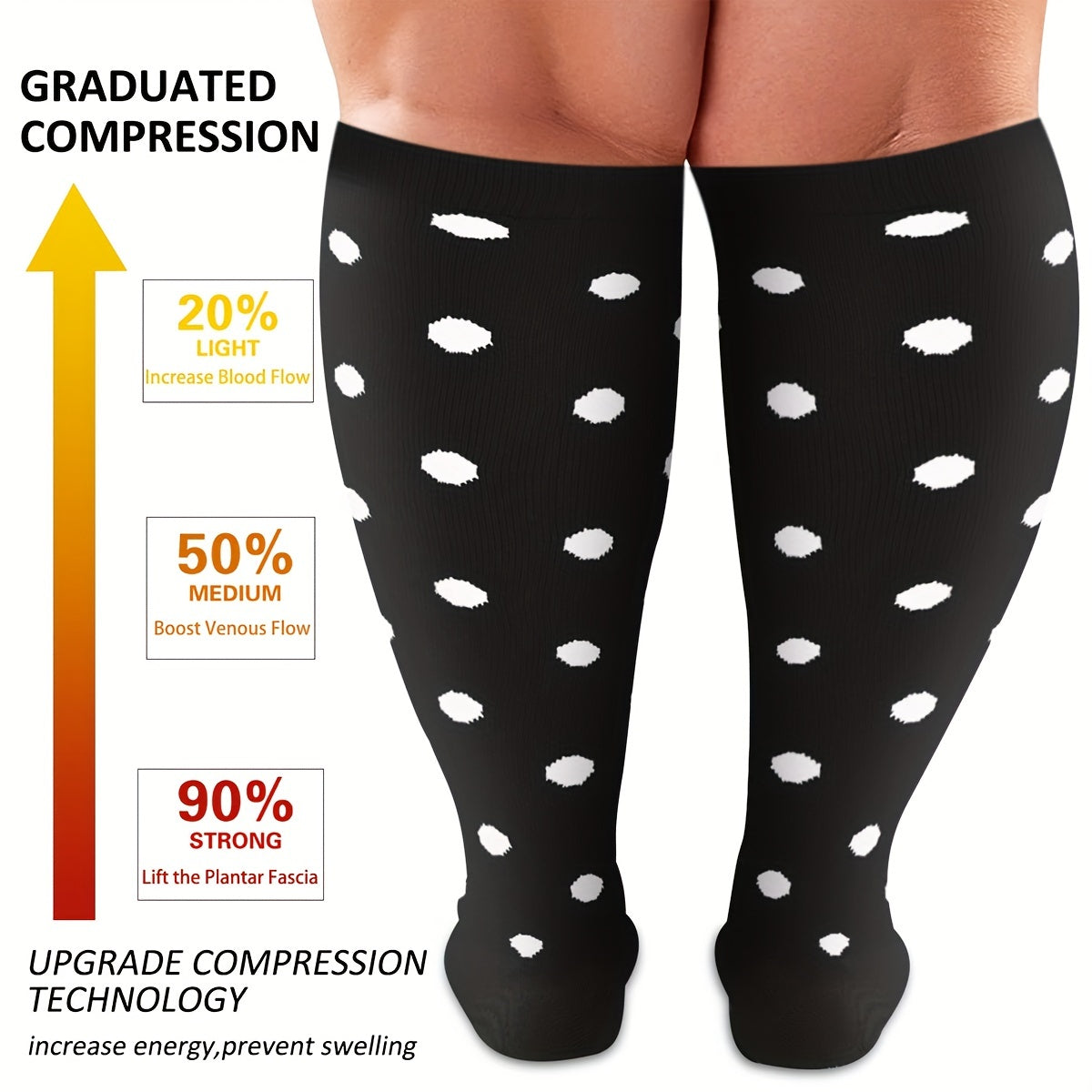 3 Pairs Plus Size Knee High Copper Compression Socks for Adult Sports