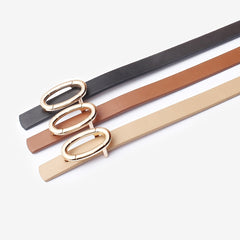 Golden Oval Buckle PU Leather Belt for Girls Kids