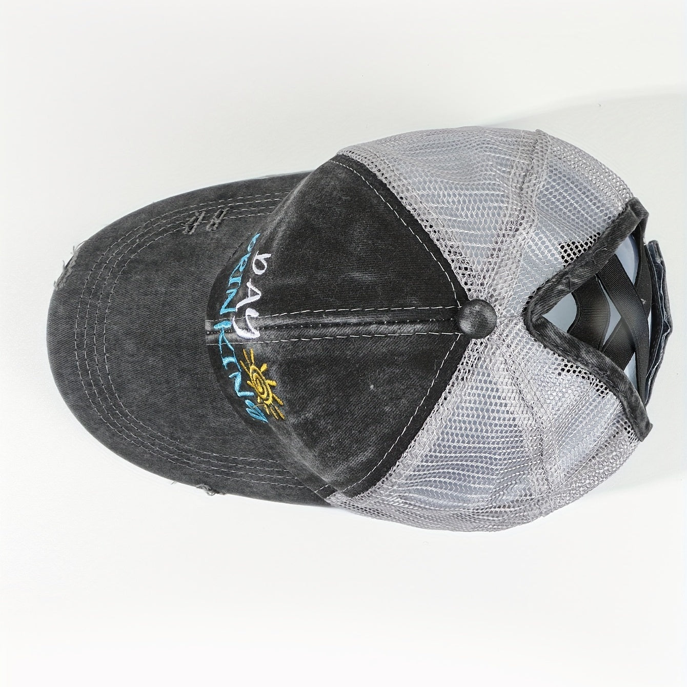Distressed Ponytail Baseball Cap for Women
