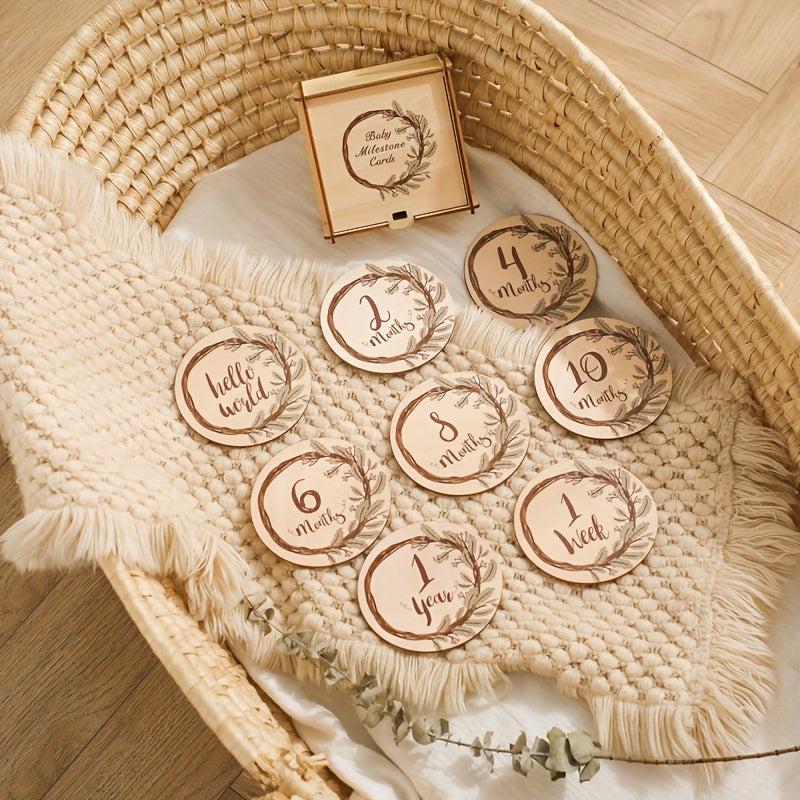 Wooden Flower Vine Milestone Birth Sign Growth Record Book