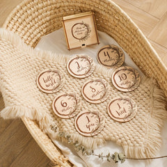 Wooden Flower Vine Milestone Birth Sign Growth Record Book
