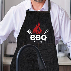 Denim BBQ Apron Double Pockets Wear Resistant Scratch Resistant Work Dress