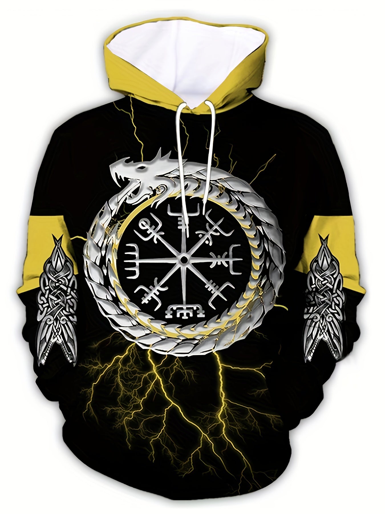 Men's Mythical Graphic Novel Hoodie Vintage Breathable Hooded Sweatshirt