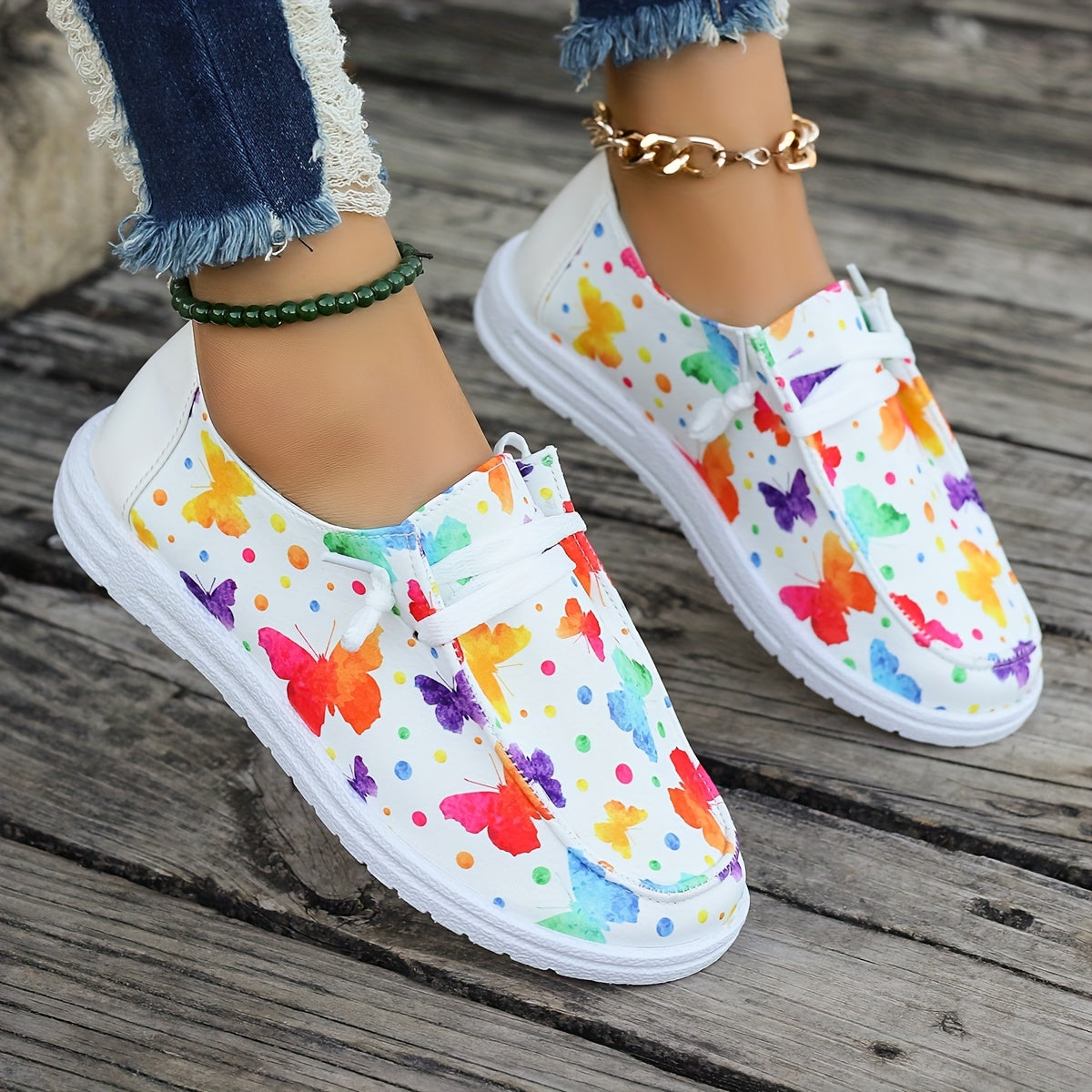 Women's Butterfly Graphic Slip-on Boat Shoes Lightweight Casual Flats