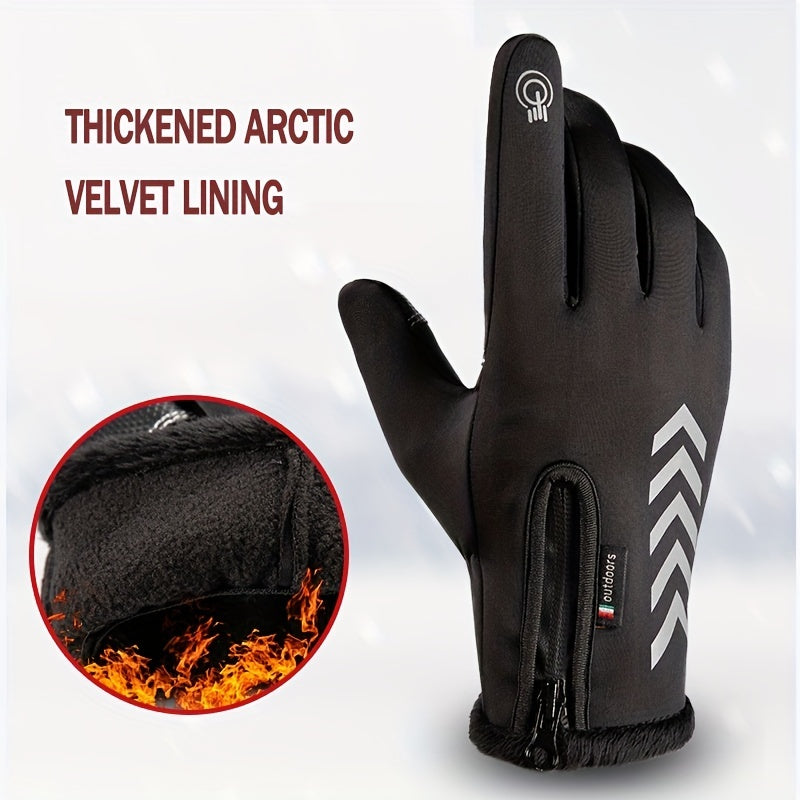 1Pair Waterproof Non-slip Touch Screen Gloves for Outdoor Activities