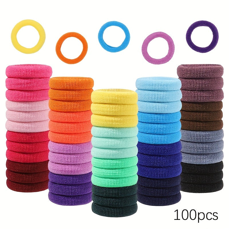 100pcs Candy Elastic Hair Ties Girls Hair Accessories Holiday Gift