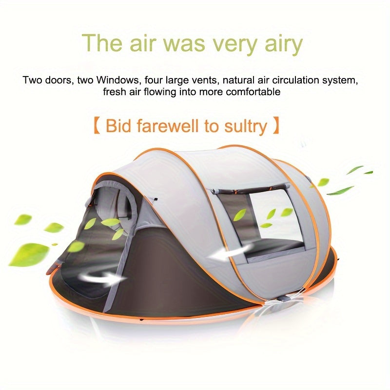 2 4 6 8 Person Pop Up Tent Waterproof Automatic Tent With 2 Doors