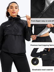 GOTOLY Women's Sauna Waterproof Hooded Jacket Fitness Sports