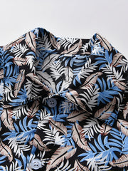 Boys Feather Print Shirt for Vacation Beach Kids Summer Clothes