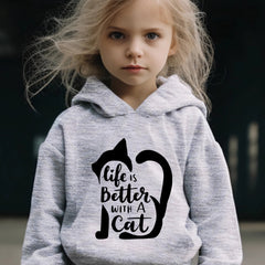Cat Pattern Long Sleeve Hooded Sweatshirt Girls Comfy Hoodies