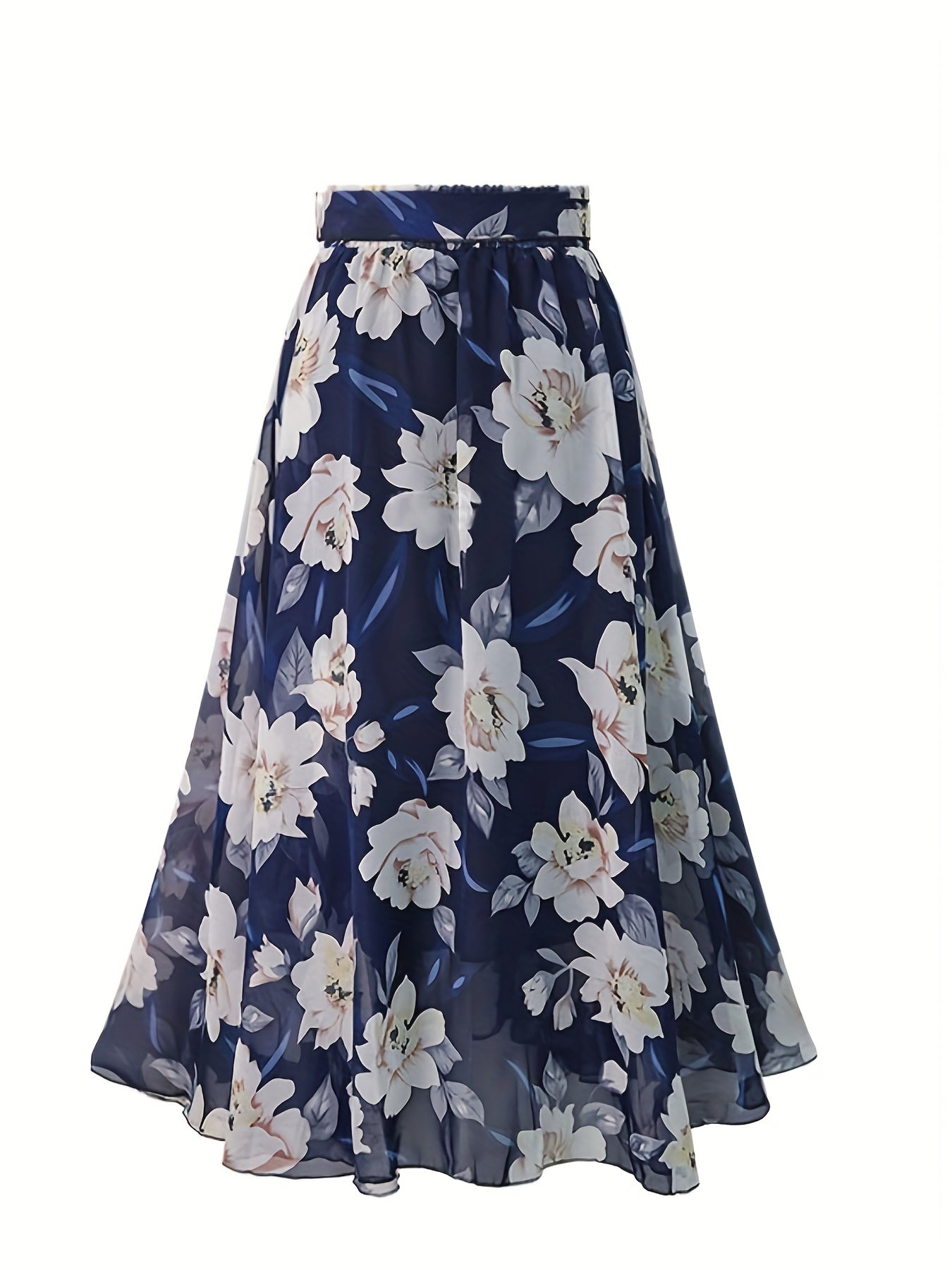 Floral Print Midi Skirt Vacation Casual Skirt