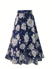 Floral Print Midi Skirt Vacation Casual Skirt